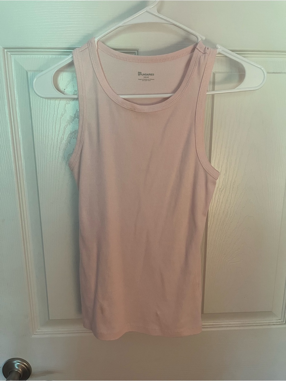 No Boundaries Women's Ribbed Sleeveless Tank Top - Pale Pink
